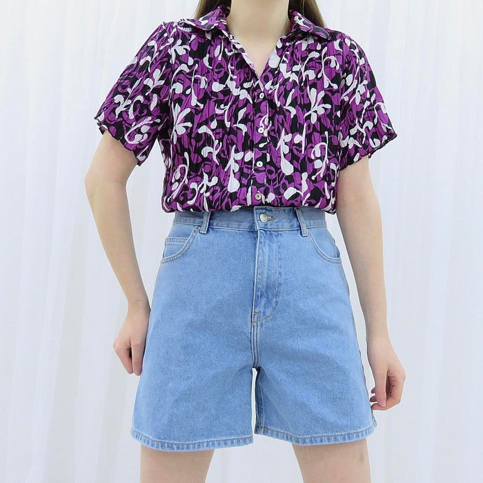 90s VINTAGE PURPLE ☀ BLACK FLORAL SHIRT ...